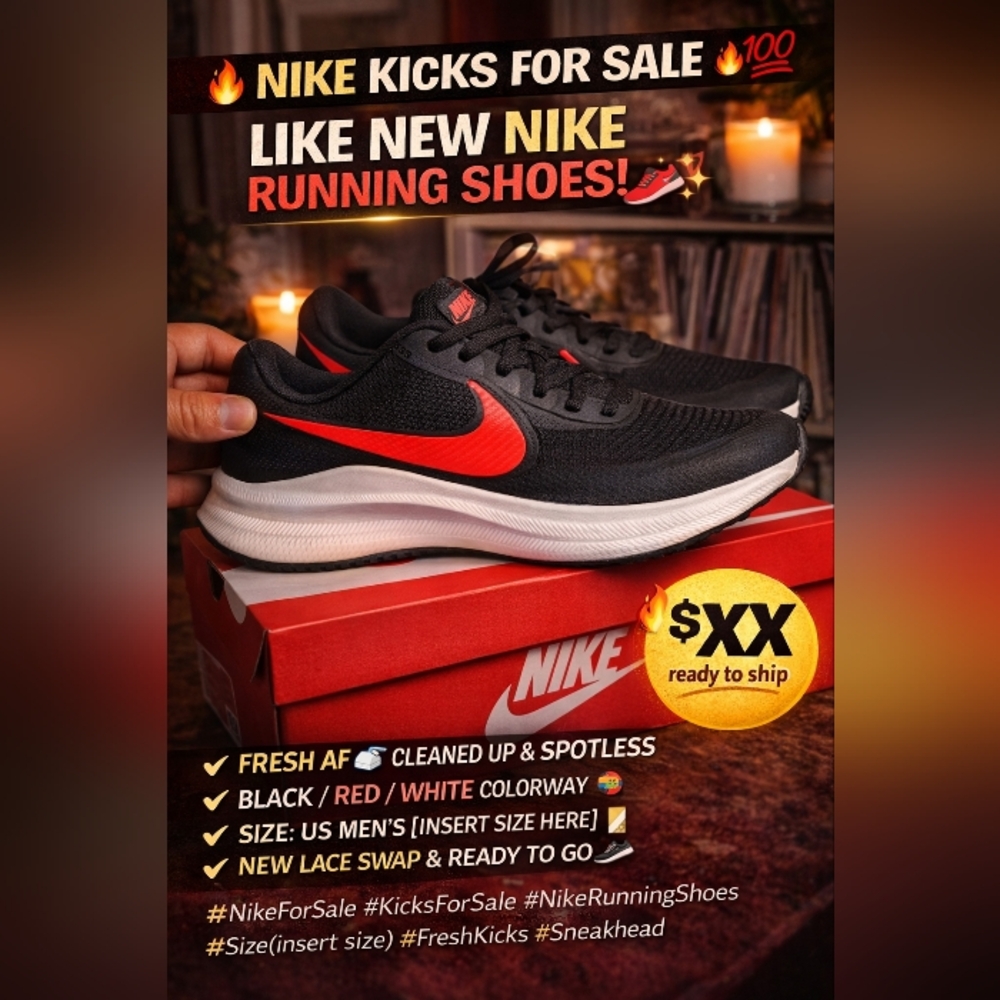 Nike Men's Black and Red Sneakers